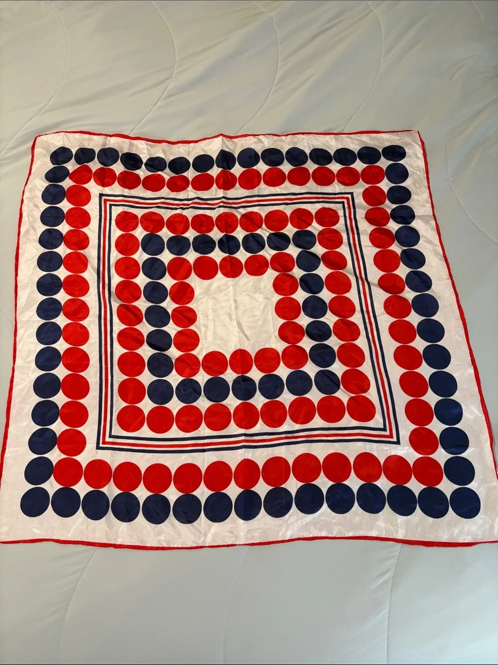 Silk Geometric Vintage Red Blue Scarf